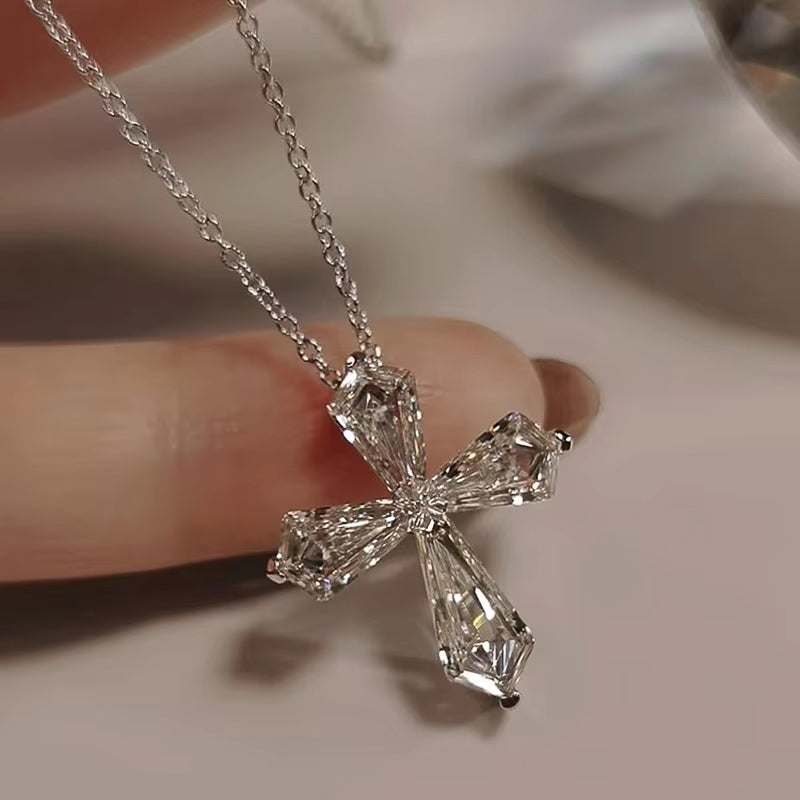 Crystal Cross Necklace for Women