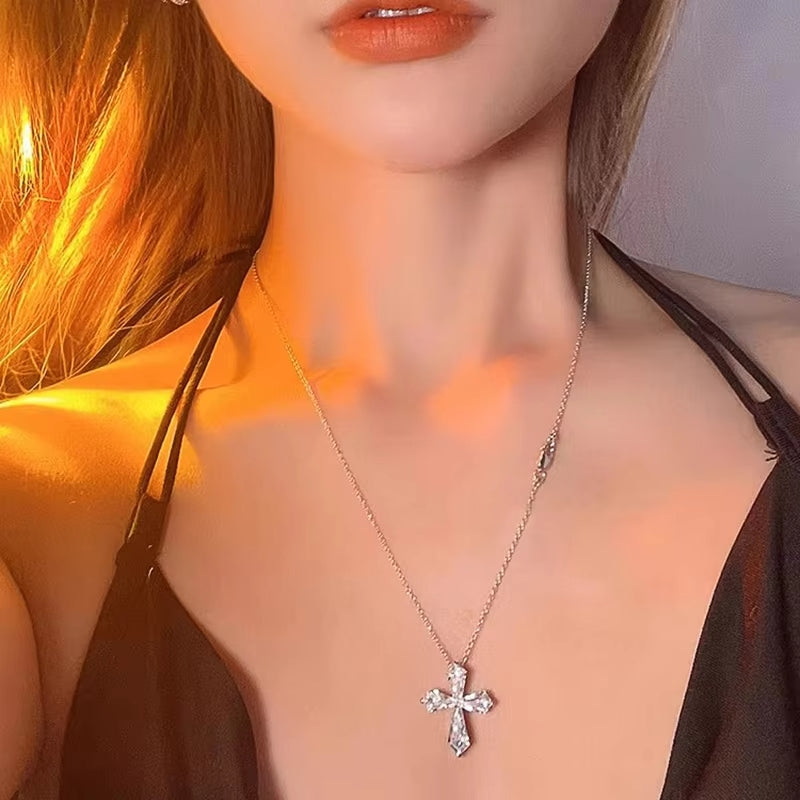 Crystal Cross Necklace for Women