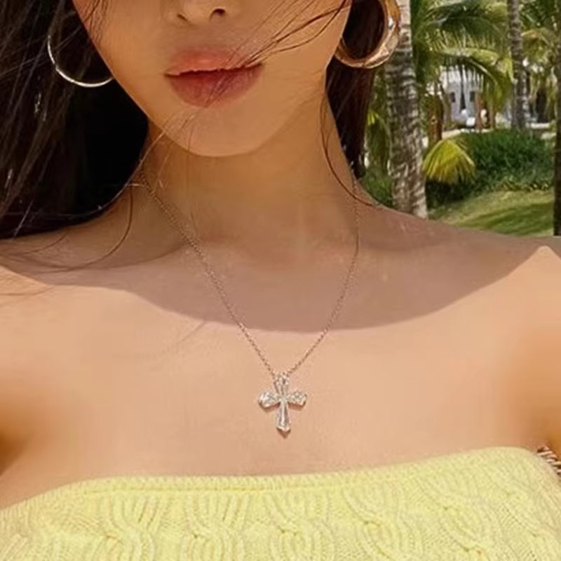 Crystal Cross Necklace for Women